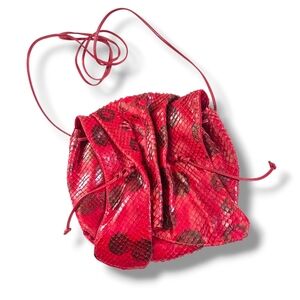VINTAGE CARLOS FALCHI Red Python Butterfly Handbag Snakeskin Crossbody